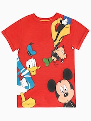 Character Red 100% Cotton Mickey Mouse Donald & Goofy T-Shirt - Image 5 of 9