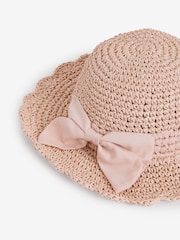 Natural/ Pink Scalloped Edge Hat (1-10yrs) - Image 1 of 2