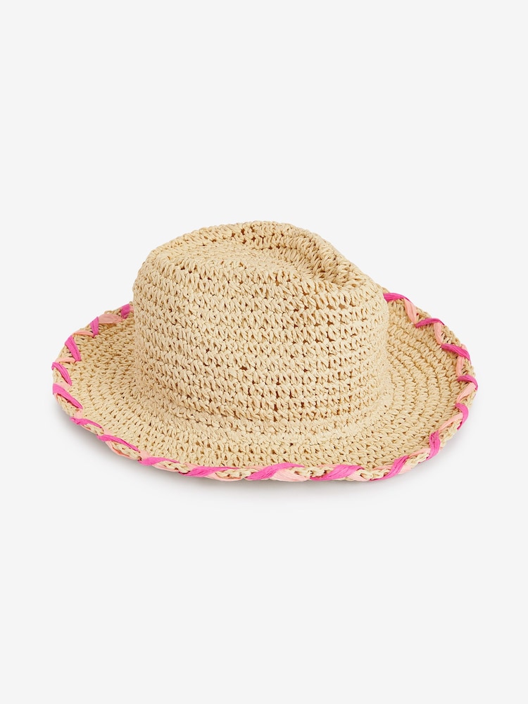 Natural Pink Trim Wide Brim Hat (3-16yrs) - Image 1 of 2