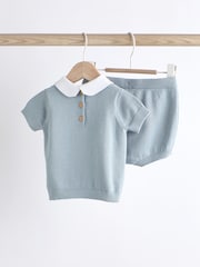 Blue Bear 100% Cotton Knitted Baby Top and Bloomer Short Set (0mths-2yrs) - Image 2 of 7