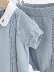 Blue Bear 100% Cotton Knitted Baby Top and Bloomer Short Set (0mths-2yrs) - Image 3 of 7