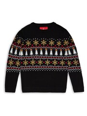 Threadbare Black Crew Neck Christmas Jumper - Image 4 of 6