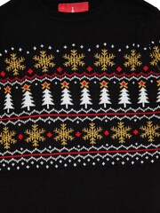 Threadbare Black Crew Neck Christmas Jumper - Image 6 of 6