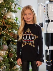 Threadgirls Black Crew Neck Christmas Jumper - Image 1 of 5