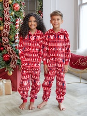 Threadboys Red Christmas Loungewear All-In-One - Image 1 of 6
