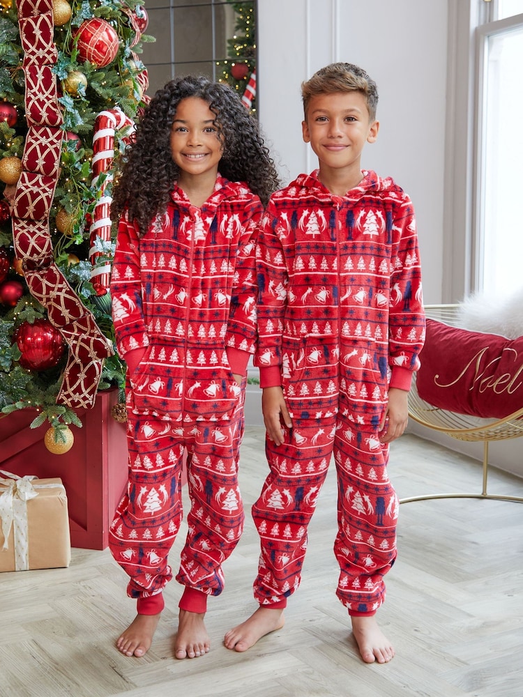 Threadboys Red Christmas Loungewear All-In-One - Image 1 of 6