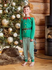 Threadboys Green Cotton Long Sleeve Christmas Pyjama Set - Image 2 of 4