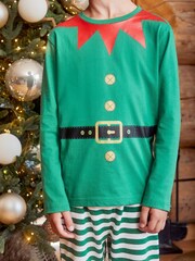 Threadboys Green Cotton Long Sleeve Christmas Pyjama Set - Image 4 of 4