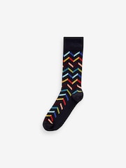 Red/Blue Geo Pattern Socks 5 Pack - Image 2 of 7