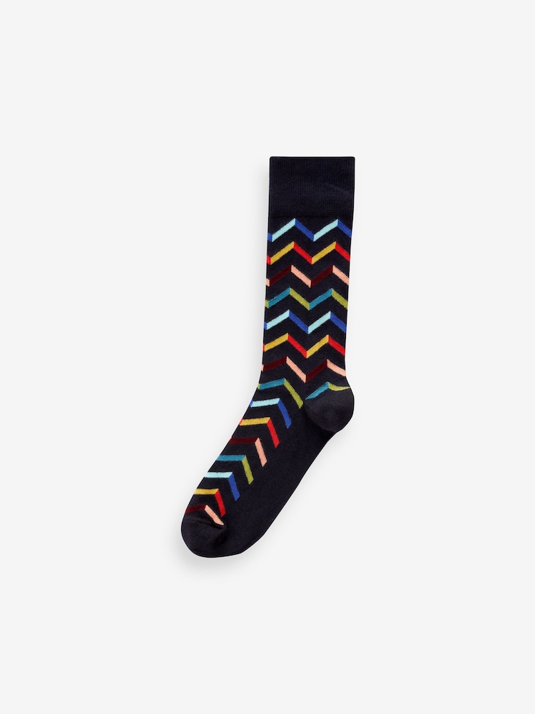 Red/Blue Geo Pattern Socks 5 Pack - Image 2 of 7