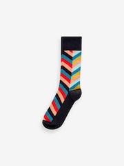 Red/Blue Geo Pattern Socks 5 Pack - Image 3 of 7