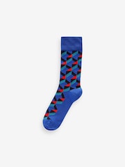 Red/Blue Geo Pattern Socks 5 Pack - Image 5 of 7