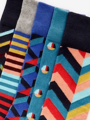 Red/Blue Geo Pattern Socks 5 Pack - Image 7 of 7