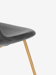 Rockett St George Set of 2 Timeless Faux Leather Black Gold Leg Curve Dining Chairs - Image 5 of 6