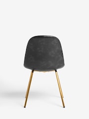 Rockett St George Set of 2 Timeless Faux Leather Black Gold Leg Curve Dining Chairs - Image 6 of 6