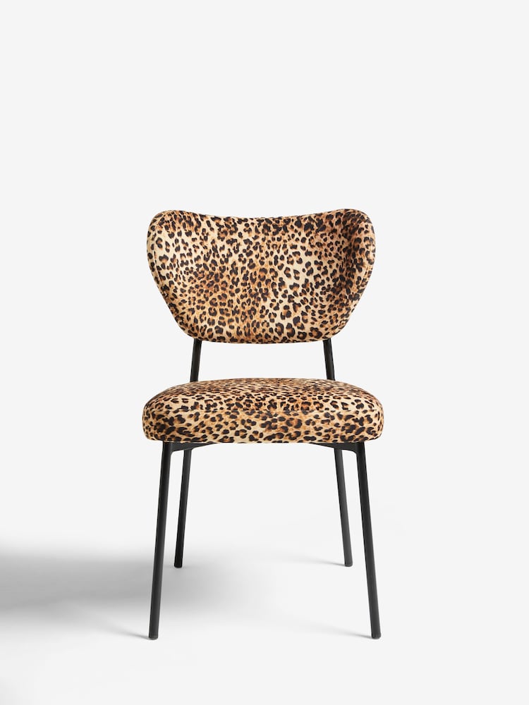 Rockett St George Set of 2 Leopard Love Velvet Perfect Dining Chairs - Image 2 of 7