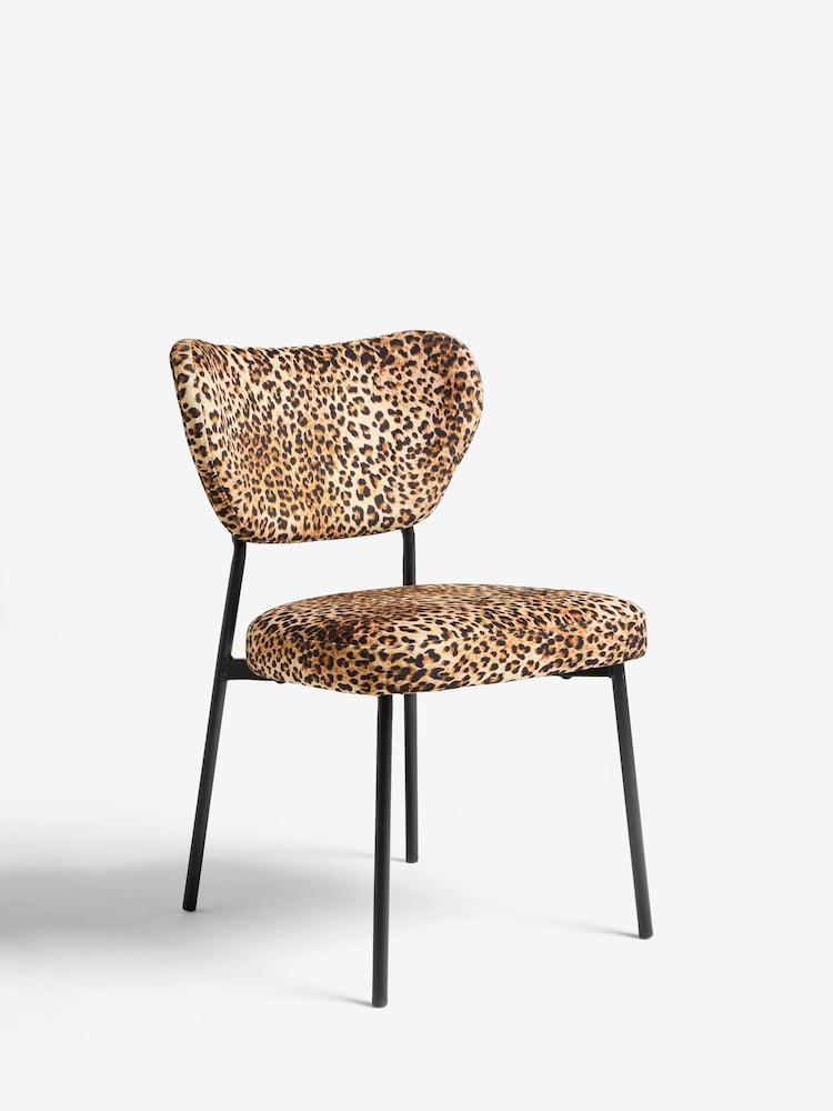 Rockett St George Set of 2 Leopard Love Velvet Perfect Dining Chairs - Image 3 of 7