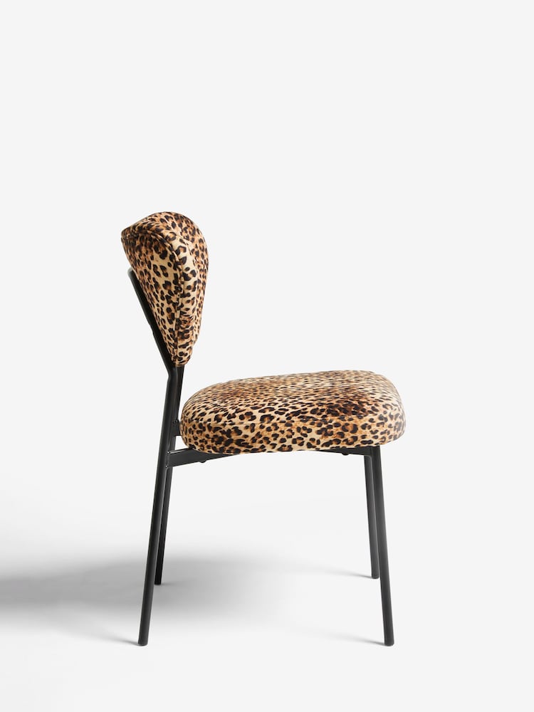 Rockett St George Set of 2 Leopard Love Velvet Perfect Dining Chairs - Image 4 of 7
