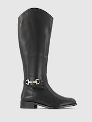 Office Black Office Kallie Leather Buckle Detail Knee High Black Boots - Image 1 of 4