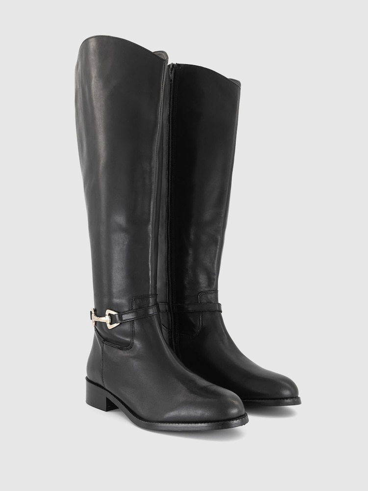 Office Black Office Kallie Leather Buckle Detail Knee High Black Boots - Image 2 of 4