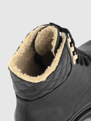 Office Black Adventure Borg Cuff Laced Hiker Biker Boots - Image 3 of 4