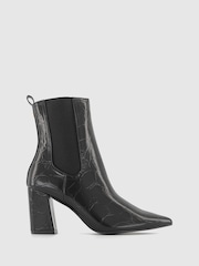Office Black Patent Croc Effect Chelsea  Ankle Boots - Image 1 of 4