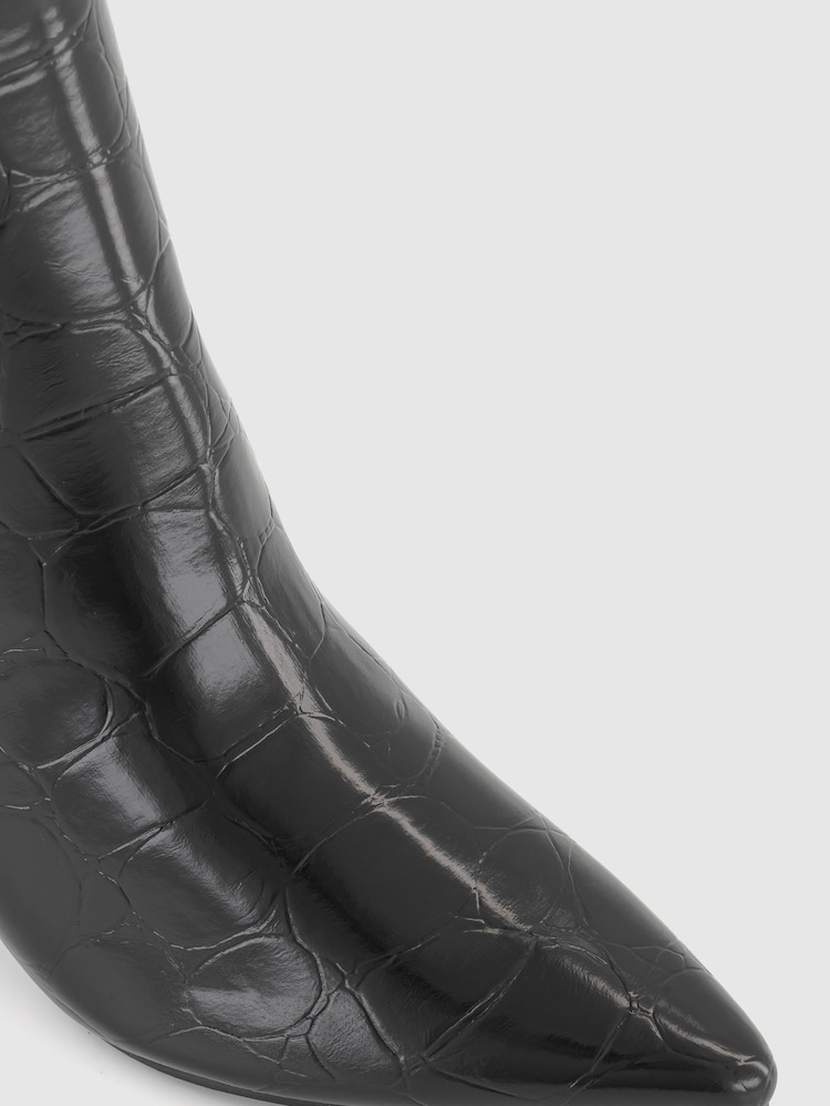 Office Black Patent Croc Effect Chelsea  Ankle Boots - Image 4 of 4