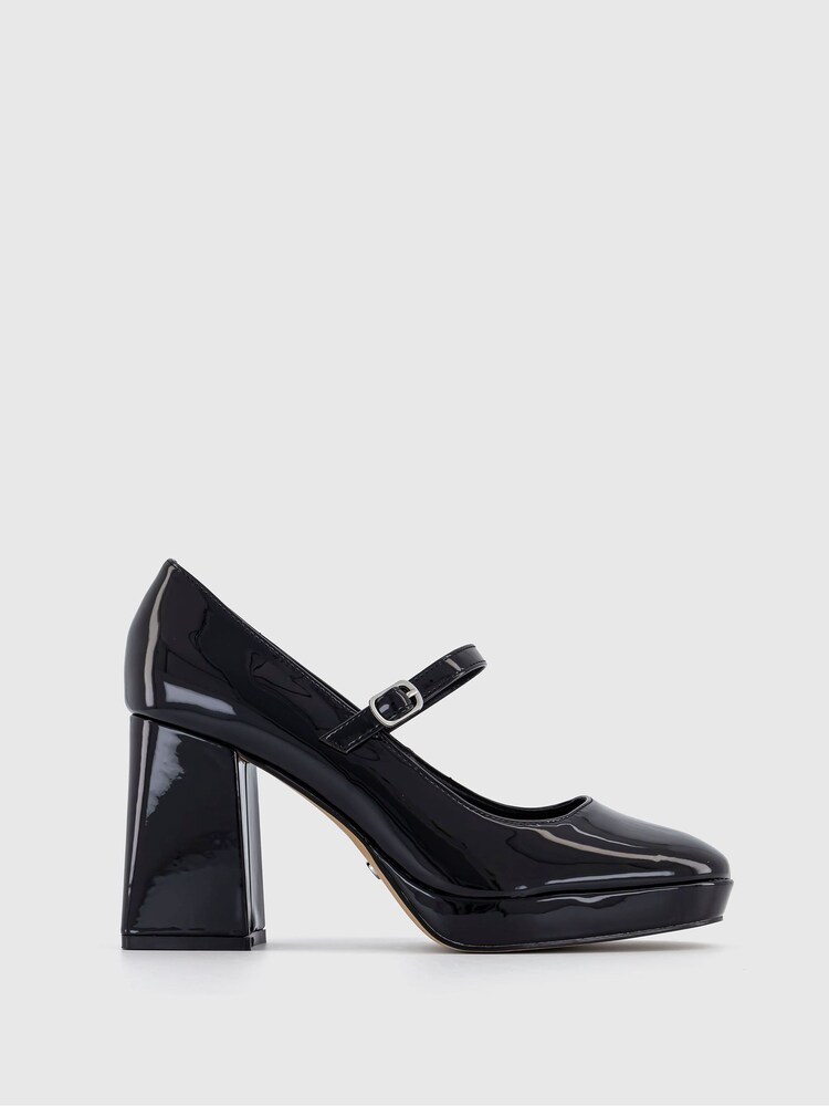 Office Black Hazy Patent Mary Jane Platform Heel Shoes - Image 1 of 3