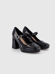 Office Black Hazy Patent Mary Jane Platform Heel Shoes - Image 2 of 3