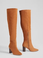 LK Bennett Courtney Tan Suede Over-The-Knee Brown Boots - Image 3 of 4