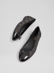 LK Bennett Black Tweed Kara Ballerina Pumps - Image 3 of 4