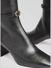 Czarne skórzane buty do kolan LK Bennett Sylvia z ozdobną sprzączką - Obraz 4 z 4