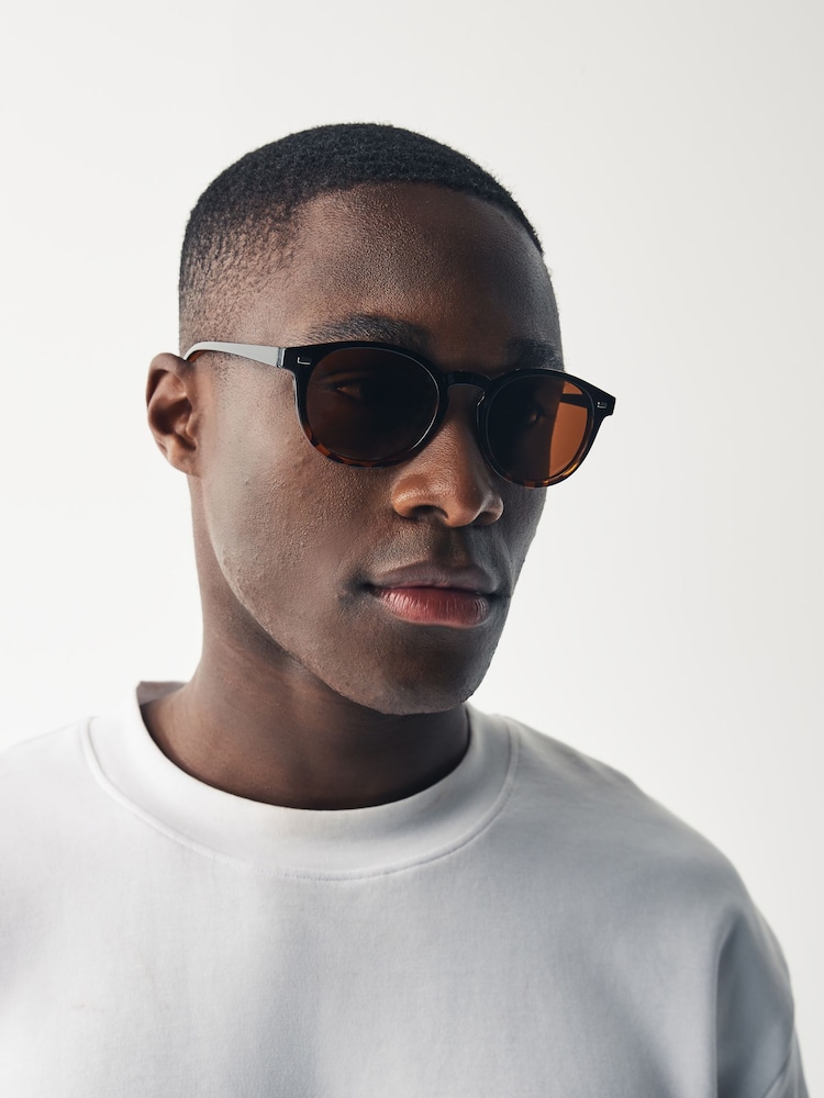 Brown Tortoiseshell Round Polarised Sunglasses - Image 1 of 5