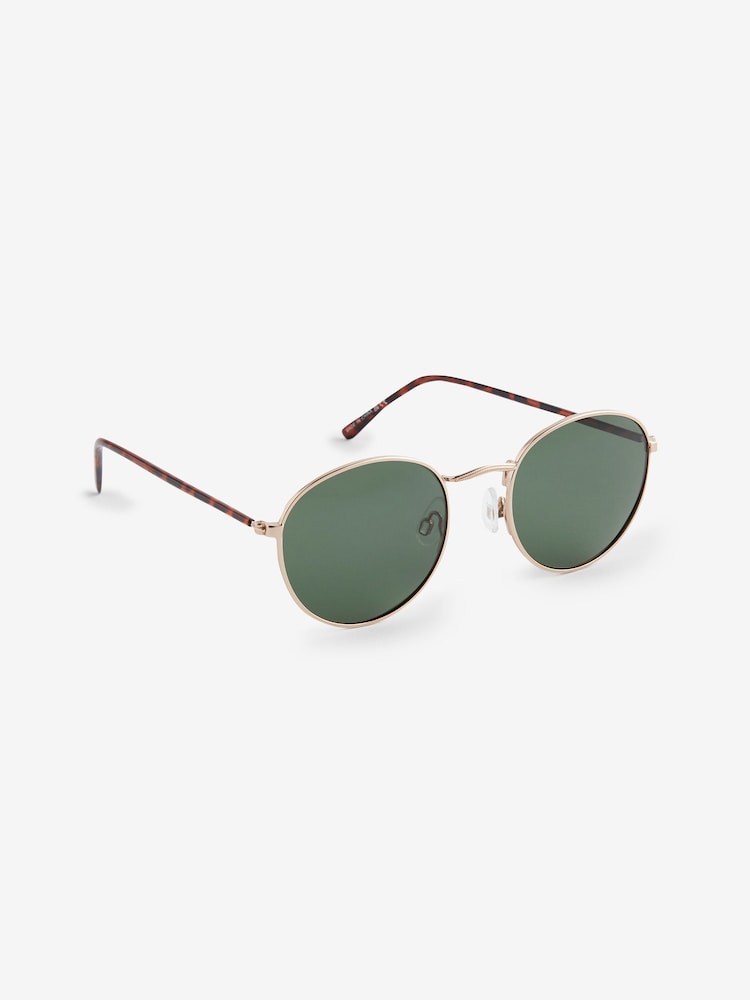 Gold/Green Round Polarised Sunglasses - Image 2 of 5