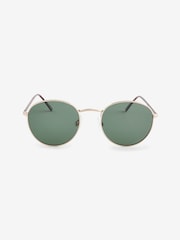 Gold/Green Round Polarised Sunglasses - Image 3 of 5