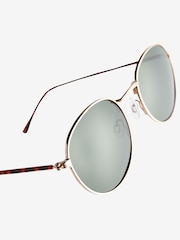 Gold/Green Round Polarised Sunglasses - Image 4 of 5