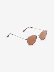 Gun Metal and Brown Round Polarised Sunglasses - Image 3 of 6