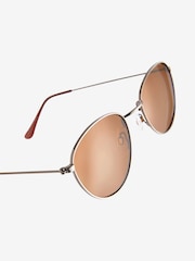 Gun Metal and Brown Round Polarised Sunglasses - Image 5 of 6