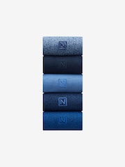 Blue 5 Pack Embroided Lasting Fresh Socks - Image 2 of 8