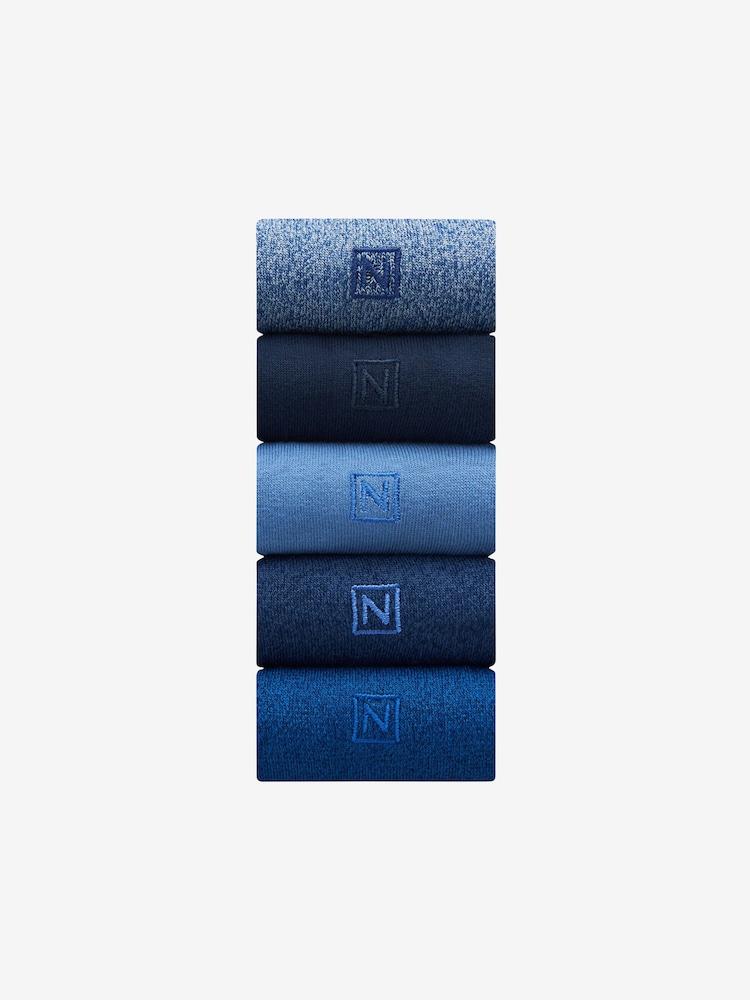 Blue 5 Pack Embroided Lasting Fresh Socks - Image 2 of 8