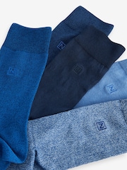 Blue 5 Pack Embroided Lasting Fresh Socks - Image 8 of 8