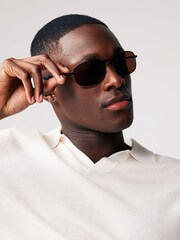 Black and Brown Classic Polarised Sunglasses - Image 1 of 5