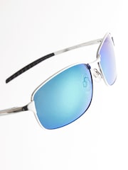 Silver and Blue Classic Polarised Sunglasses - Image 4 of 5