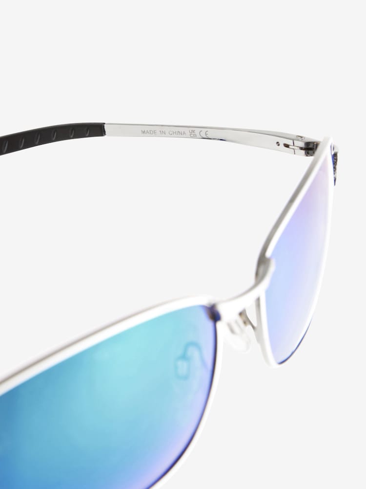 Silver and Blue Classic Polarised Sunglasses - Image 5 of 5