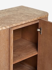 Natural N. Premium Aviano Oak and Oak Veneer Marble Sideboard - Image 10 of 11