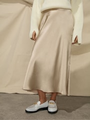 Ro&Zo Natural Metallic Satin Bias Skirt - Image 1 of 4