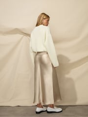 Ro&Zo Natural Metallic Satin Bias Skirt - Image 2 of 4
