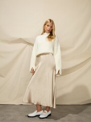Ro&Zo Natural Metallic Satin Bias Skirt - Image 3 of 4