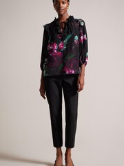 Ted Baker Faiziaa Long Sleeve Corsage Tie Black Top - Image 3 of 7