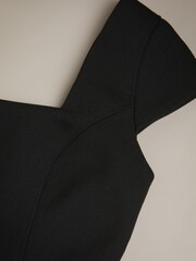 Ted Baker Fleuurr Square Neck Midi Black Dress With Detachable Belt - Image 5 of 6